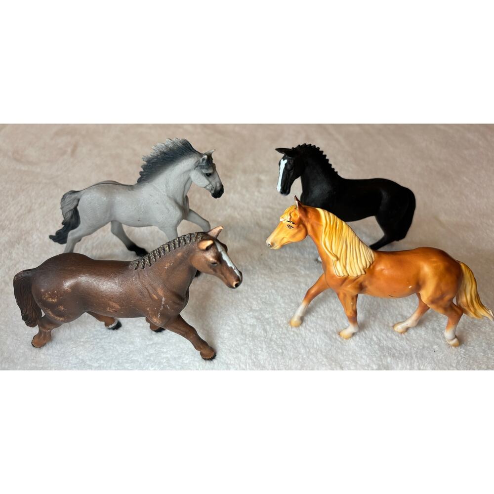 Lot of 4 Schleich & Breyer Horse Figures - Collectible‎ Toy Set, Great Condition
